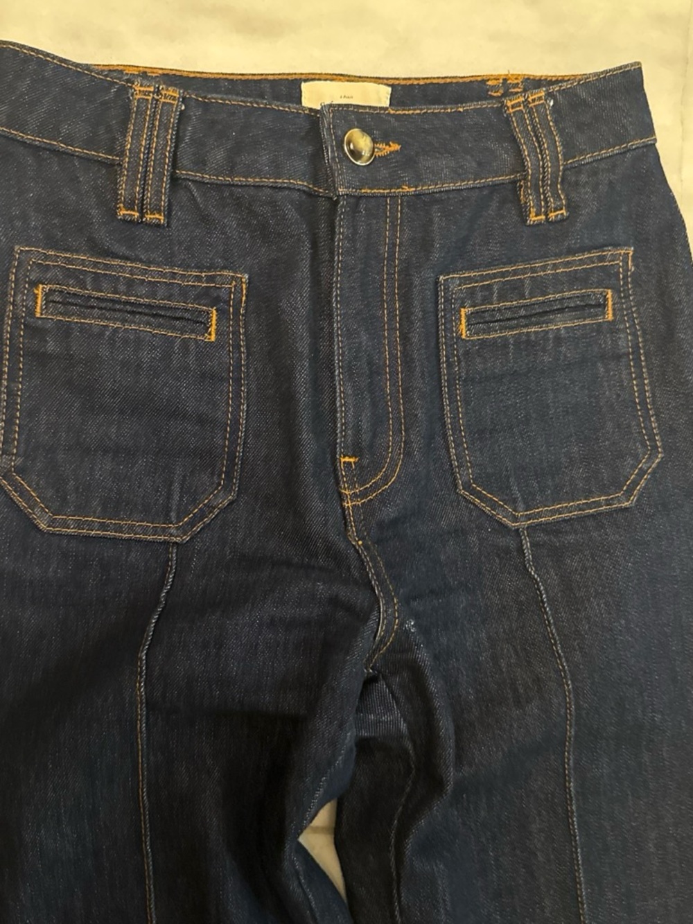 Sezane women Dark Blue Denim Jeans with Contrast Stitching size 4 or 36 european